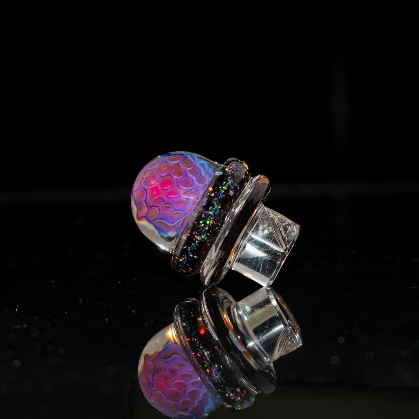 3DXL Purple Honeycomb Inset Opal on Cropal on Black Rockulus